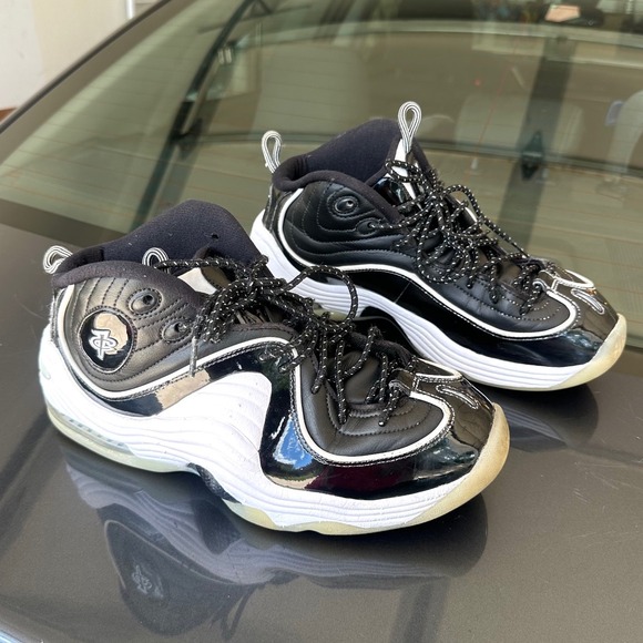 Nike Air Penny 2 Black White Patent Leather  Athletic Shoes Men\'s Size 9.5